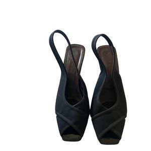 Donald J Pliner black wedge heel sling back 9